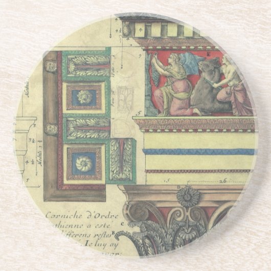 ヴィンテージアーキテクチャ、コーニス成形品付き柱 コースター (正面)