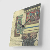 ヴィンテージアーキテクチャ、コーニス成形品付き柱 スクエア壁時計 (傾斜)