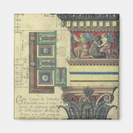 ヴィンテージアーキテクチャ、コーニス成形品付き柱 マグネット (正面)