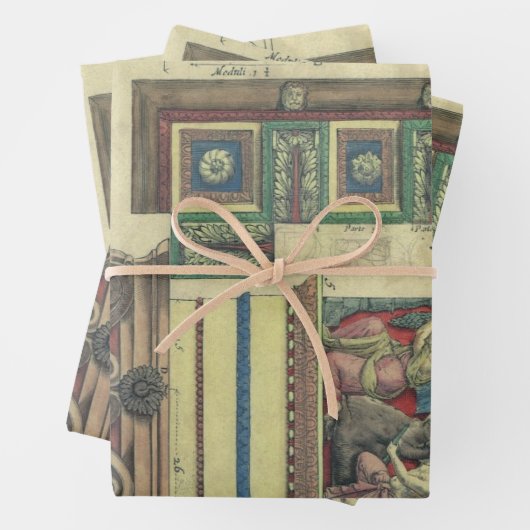 ヴィンテージアーキテクチャ、コーニス成形品付き柱 ラッピングペーパーシート (インサイチュ)