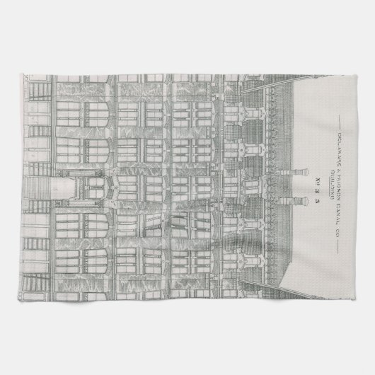 ヴィンテージアーキテクチャ、デラウェアおよびハドソンカナル キッチンタオル (横)