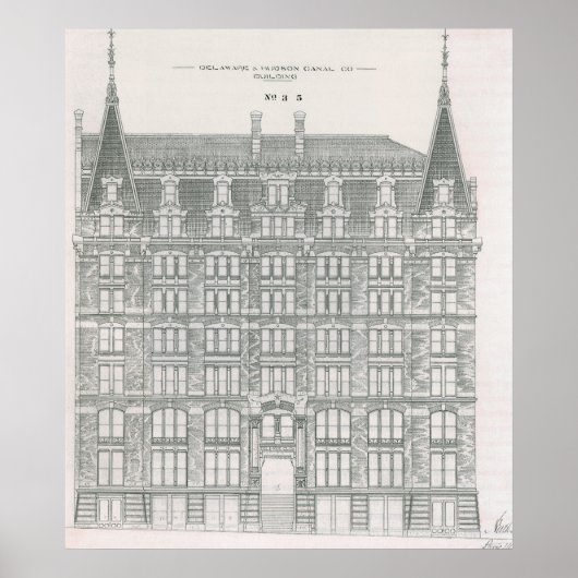 ヴィンテージアーキテクチャ、デラウェアおよびハドソンカナル ポスター (正面)