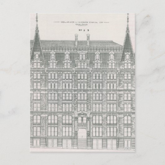 ヴィンテージアーキテクチャ、デラウェアおよびハドソンカナル ポストカード (正面)