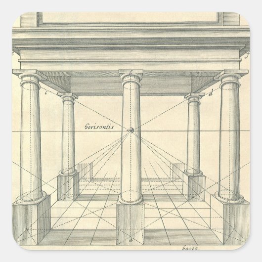 ヴィンテージアーキテクチャ、ローマの柱 スクエアシール (正面)