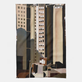 ヴィンテージアーキテクチャ、超高層ビルby Sheeler, 1922 キッチンタオル