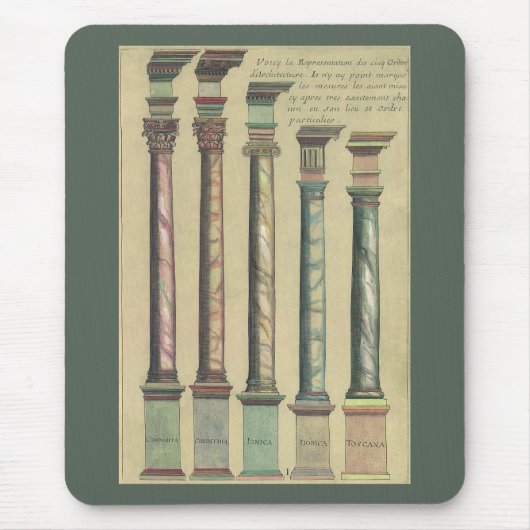 ヴィンテージアーキテクチャ、5つのアーキテクチャの命令 マウスパッド (正面)