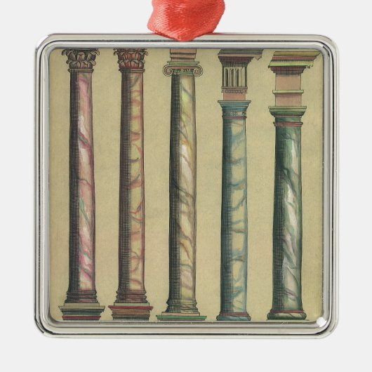 ヴィンテージアーキテクチャ、5つのアーキテクチャの命令 メタルオーナメント (正面)