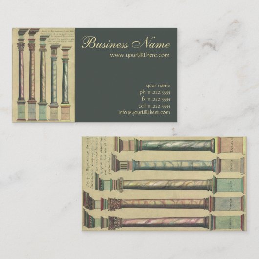 ヴィンテージアーキテクチャ、5つのアーキテクチャの命令 名刺 (正面/裏面)