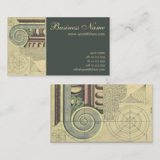 ヴィンテージアーキテクチャ、Capital Volute by Vignola 名刺 (正面/裏面)
