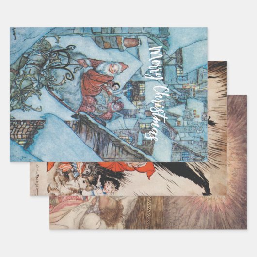 ヴィンテージアーサー・ラッカム・クリスマス ラッピングペーパーシート (セット)