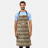 ヴィンテージアーストーンアイスクリームコーンパターンデザイン エプロン (着用した状態)