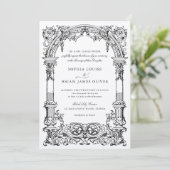 ヴィンテージアーチつる植物オーナメントフレームクエレガントラフト 招待状 (スタンド正面)