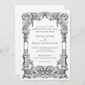 ヴィンテージアーチつる植物オーナメントフレームクエレガントラフト 招待状 (正面/裏面)
