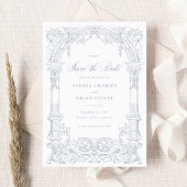 ヴィンテージアーチつる植物オーナメントフレーム日付の保存 招待状