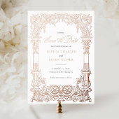 ヴィンテージアーチつる植物オーナメントフレーム日付の保存 箔招待状