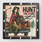 ヴィンテージアーチェリーガール狩り スクエア壁時計 (正面)