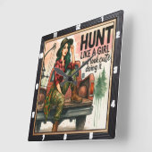 ヴィンテージアーチェリーガール狩り スクエア壁時計 (傾斜)