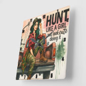 ヴィンテージアーチェリーガール狩り スクエア壁時計 (傾斜)