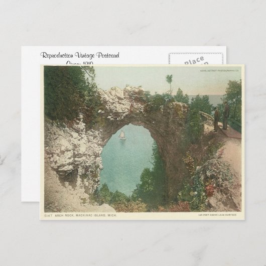 ヴィンテージアーチロックマッキナックアイランドミシガン ポストカード (正面/裏面)