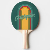 ヴィンテージアーチ緑ループ（名前あり） 卓球ラケット (正面)