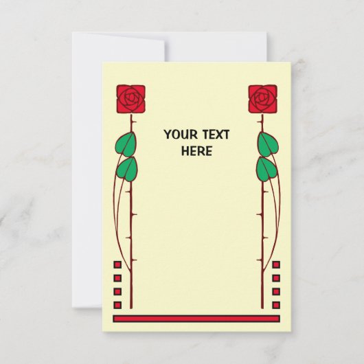 ヴィンテージアーツアンドクラフツスタイルバラテンプレート カード (正面)