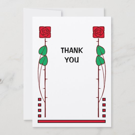 ヴィンテージアーツアンドクラフツスタイルバラ サンキューカード (正面)