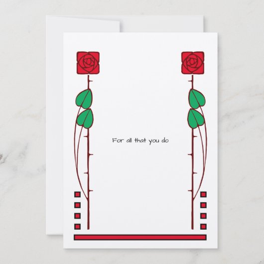 ヴィンテージアーツアンドクラフツスタイルバラ サンキューカード (裏面)