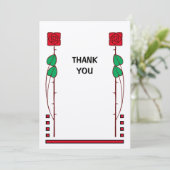 ヴィンテージアーツアンドクラフツスタイルバラ サンキューカード (スタンド正面)