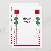 ヴィンテージアーツアンドクラフツスタイルバラ サンキューカード (正面/裏面)