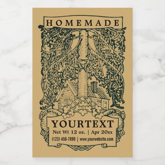 ヴィンテージアーツアンドクラフツスタイルホームメイド フードラベル (シングルラベル)