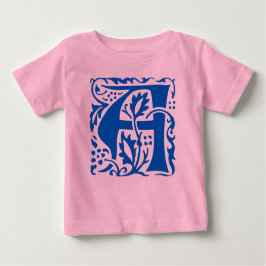 ヴィンテージアーツクラフツブルーウィリアムモリスモノグラム ベビーTシャツ