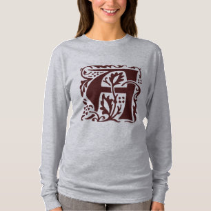 ヴィンテージアーツクラフトレッドウィリアム・モリスモノグラム Tシャツ