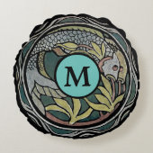 ヴィンテージアーツ&クラフツスタイルコイフィッシュテンプレート ラウンドクッション (正面)