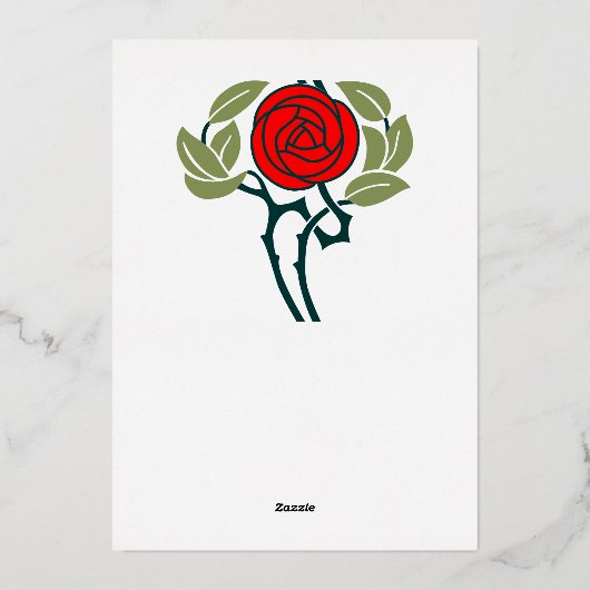 ヴィンテージアーツ&クラフツスタイルマッキントシュバラ縁ど 箔招待状 (裏面)