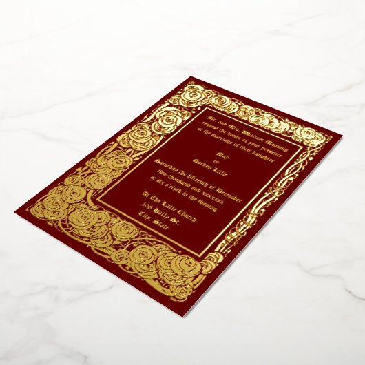 ヴィンテージアーツ&クラフツスタイルマッキントシュバラ縁ど 箔招待状 (回転した状態)