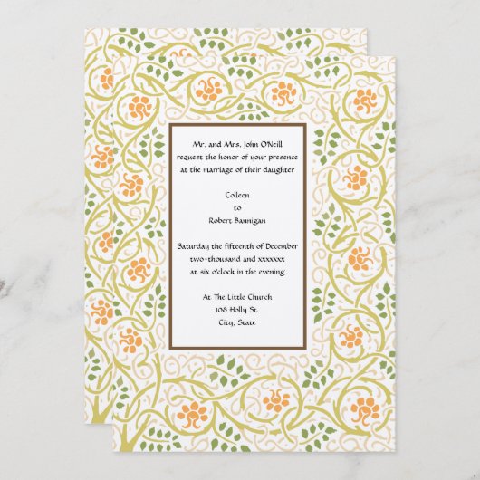 ヴィンテージアーツ&クラフツムーブメントロイクロ縁どフト 招待状 (正面/裏面)