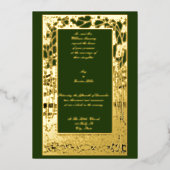 ヴィンテージアーツ&クラフツ縁どリーブ結婚ズ 箔招待状 (正面)