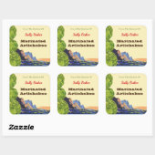 ヴィンテージアーティチョーク編集可能レシピシール スクエアシール (シート)