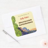 ヴィンテージアーティチョーク編集可能レシピシール スクエアシール (封筒)