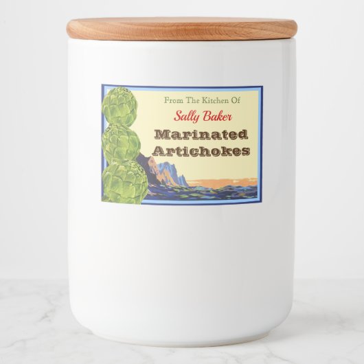 ヴィンテージアーティチョーク編集可能レシピシール フードラベル (正面)