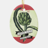 ヴィンテージアーティチョーク野菜グルメクリスマス セラミックオーナメント (裏面)