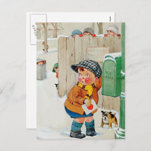 ヴィンテージアートおもしろいバレンタインデー シーズンポストカード (正面/裏面)