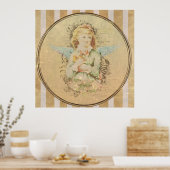 ヴィンテージアートと鳥の天使の女の子の癒しの愛 ポスター (キッチン)