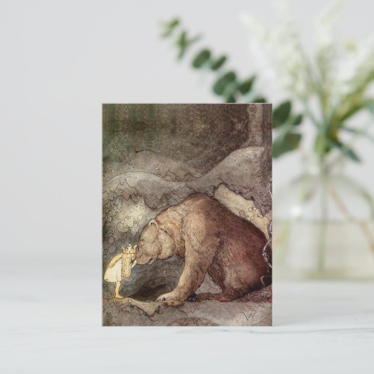 ヴィンテージアートのジョン・バウアーがクマの鼻にキス ポストカード (スタンド正面)