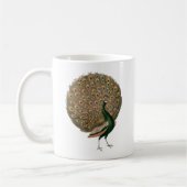 ヴィンテージアートのピーフクロウは緑色の金ゴールドを羽毛にする コーヒーマグカップ (左)