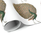 ヴィンテージアートのピーフクロウは緑色の金ゴールドを羽毛にする ラッピングペーパー (ロールコーナー)