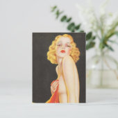 ヴィンテージアートの女の子をピン留め ポストカード (スタンド正面)