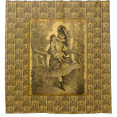 ヴィンテージアートの女の子 シャワーカーテン (正面)