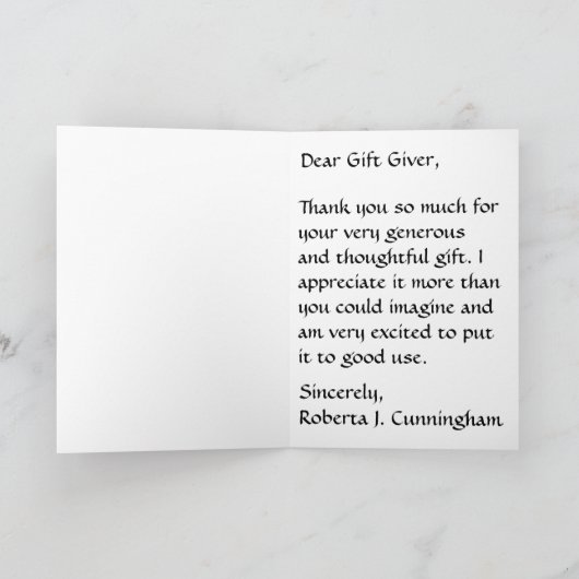 ヴィンテージアートの子パグの「ありがとう」カード サンキューカード (内部)