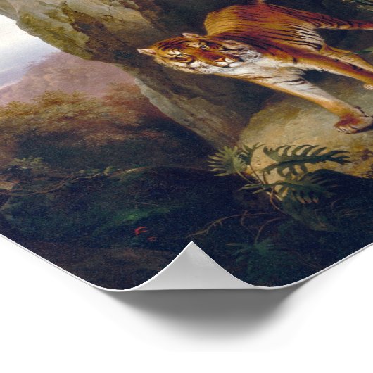 ヴィンテージアートアンティークタイガーキャットジャングルマクシマリスト ポスター (角)